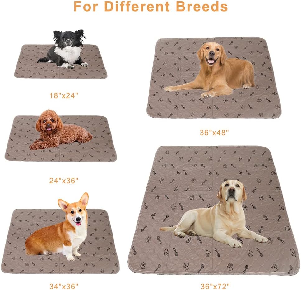 Peepeego 2Pack Pee Pads for Dogs Reusable+Free Dog Comb, Waterproof Rug 36"x72", Absorbent Puppy Pads Washable, Non Slip Protector for Bed Couch Floor