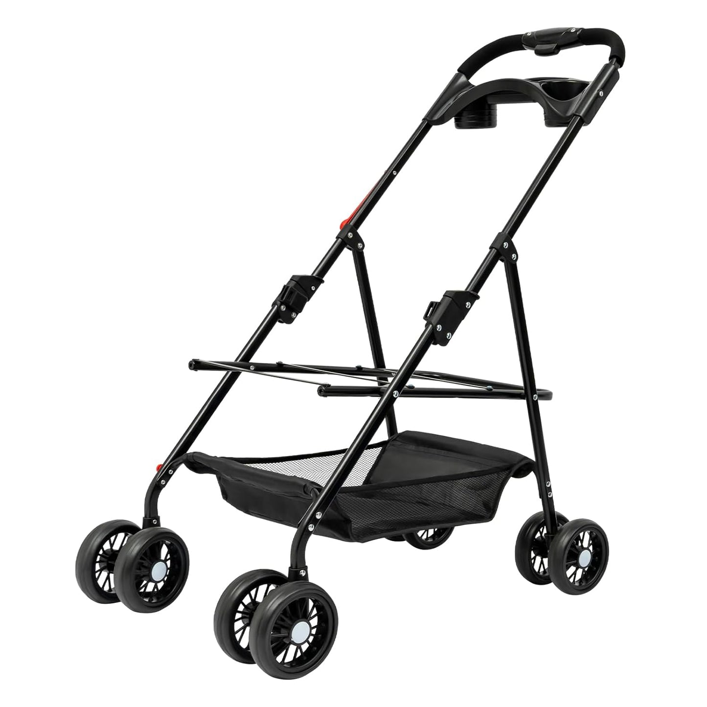 Pet Stroller, 4 Wheels Dog Cat Carrying Cart, Foldable Puppy Carrier with Storage Bag and Detachable Grid Structure for Small/Medium Dogs Cats Up to 44Lbs (Black)