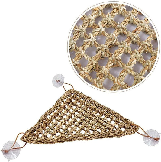 kathson Bearded Dragon Hammock, Bearded Dragon Accessories, Natural Seagrass Reptile Hammock, Reptile Lounger Habitat Decor for Chameleons, Lizards, Geckos, and Snakes(11 x 7.8 x 7.8 inches, 2 PCS)