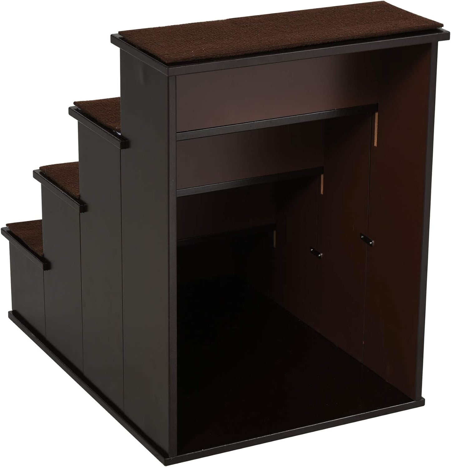 PawHut Pet Stairs, Small Pet Steps with Cushioned Removable Covering for Dogs and Cats Up to 22 lbs, Brown