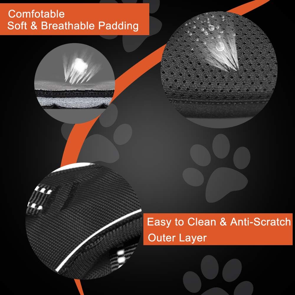 PHOEPET No Pull Dog Harnesses for Small Puppies Reflective Adjustable Front Clip Vest with 2 Metal Leash Attachment Hooks Soft Handle (S, Black)