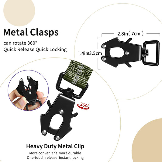Heavy Duty Tactical Bungee Dog Leash, 4-6FT Shock Absorbing Tactical Dog Leash with 2 Padded Handles, Metal Carabiner Clip, Car Seatbelt, Reflective for Medium Large Dogs (ArmyGreen)