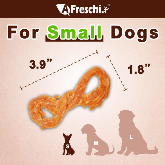 AFreschi Turkey Tendons for Dogs, USA-Sourced, Healthy Dog Treats, Rawhide-Free Puppy Chews, Long Lasting, All Natural, Hypoallergenic Dog Treats for Small Breeds, 4 Count Pack Rope (S)