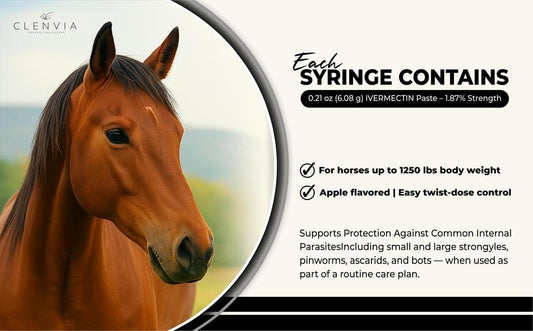 Horse Paste 1.87% β Apple Flavored Wormer β 6.08g Tube β Treats Up to 1250 lb (4 Pack)