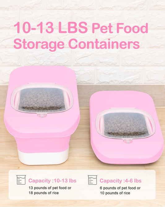 10-13 Lbs Dog Food Container, Collapsible Pet Food Storage Containers with Airtight Lid, Pet Food Scoop and Silicone Dog Bowl, Dog Food Storage Container Dry Food for Dog, Cat