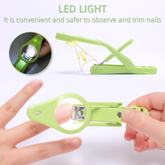 Nail Clippers with fold-Away Magnifier and LED Light, nail clipper with light,lighted nail clipper,Fingernails & Toenails Nail Clippers Care for Elderly Seniors Pets and Baby Reduce Eye Strain