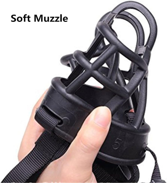 Basket Dog Muzzles-Soft Adjustable Breathable Mask Anti Biting Chewing Barking Training Dog Muzzle for Small Medium Large Dogs (Black, 6: Snout 15-17")