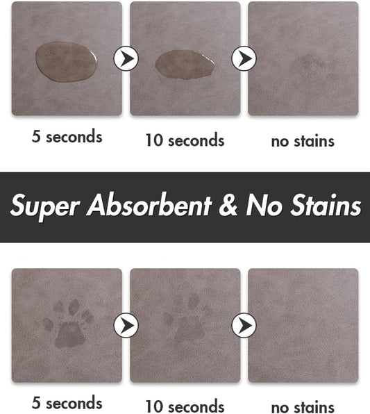 MontVoo-Absorbent Pet Feeding Mat-No Stains Pet Mat for Food and Water Bowl-Quick Dry Cat & Dog Food Mat Water Dispenser Mat-Pet Supplies Mat-Dog Water Bowl Mat for Messy Drinker Brown