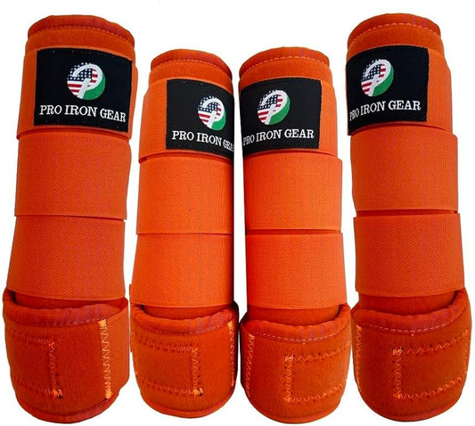 Horse Medicine Brushing Boots Leg Wraps Protection Gear Set of 2 and Set of 4 in 14 Colors