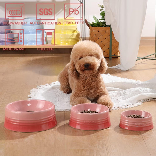 Sweejar Gradient Dog Bowl, Ceramic Dog Food Dish for Medium Dogs and Cat, Porcelain Pet Bowl for Food and Water 18 oz (Gradient Pink)