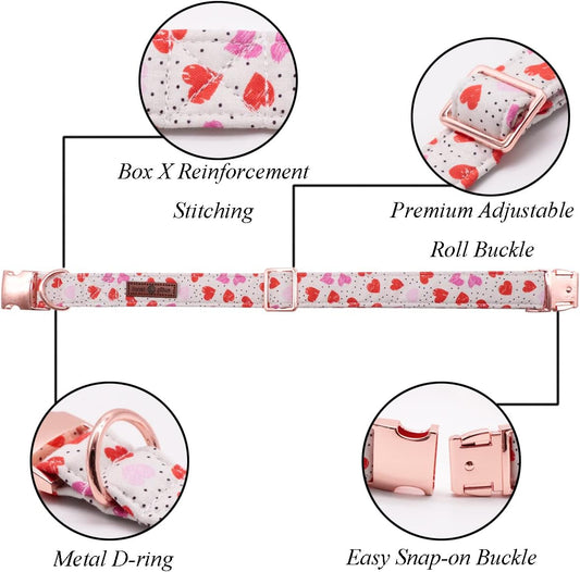 Lionet Paws Valentines Day Dog Collar with Bowtie, Dog Bowtie Collar with Metal Buckle for Dogs, Adjustable Comfortable Dog Collar Girl Boy Gift, XL, Neck 16-26 in