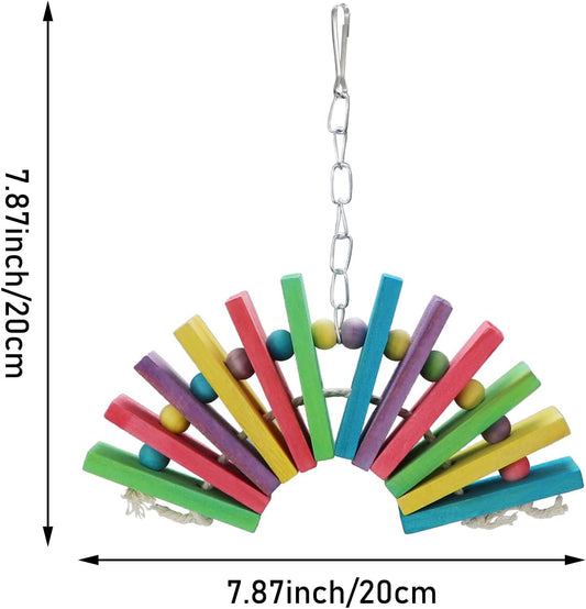 Litewoo Bird Parrot Parakeet Toys, Colorful Bite Wood Swing Toy for Small Medium Parakeet Cockatiel Budgie Cockatoo Macaw Conure Parrot(A)