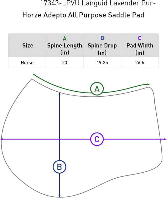 HORZE Adepto Padded All Purpose Quilted Equestrian Saddle Pad for Horses with Two-Tone Trim