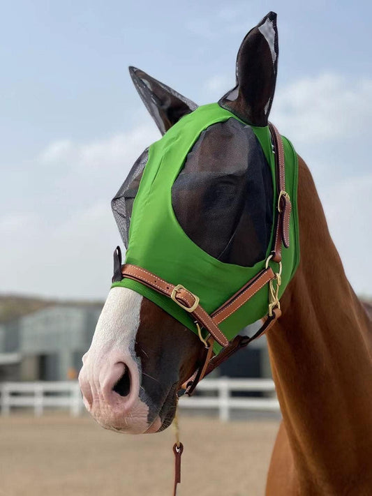 Horse Fly Mask Super Comfort Horse Fly Mask Elasticity Fly Mask with Ears We Only Make Products That Horses Like⦠(Hunter Green, L)