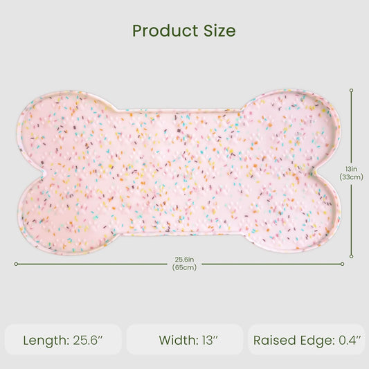 Dog Food Mat Anti-Slip Silicone Dog Bowl Mat Thicker Pet Placemat Waterproof Cat Feeder Pad with Raised Edge Puppy Kitten Feeding Mats Suitable Small Medium-Sized Dogs Cats Eating Tray