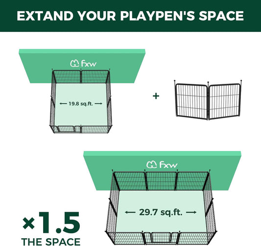 FXW Rollick Unleashed Dog Playpen for Indoor, Yard, RV Camping, 32 inch 2 Panels for Small and Medium Dogs, BlackāPatented