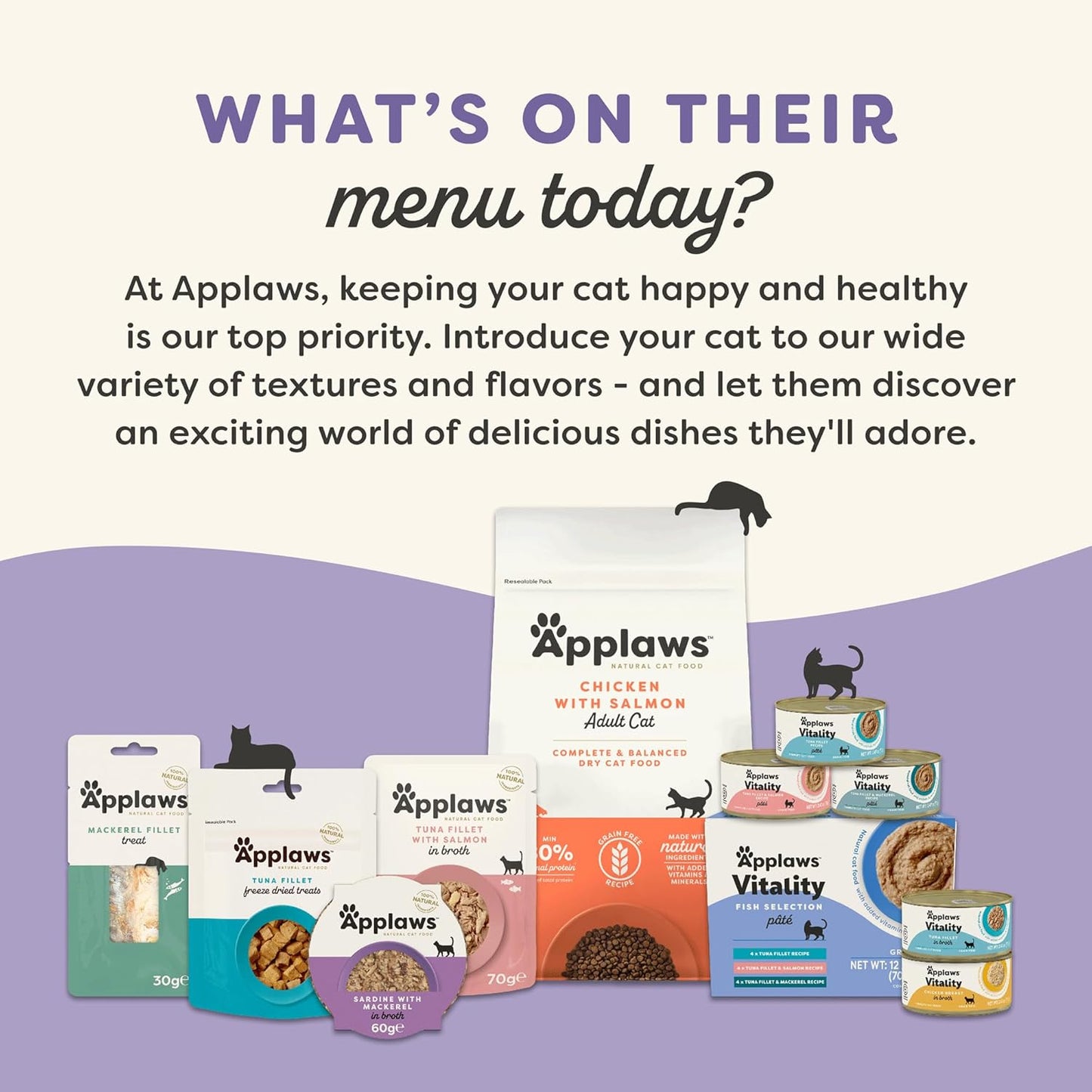 Applaws Vitality Wet Cat Food in Broth, Natural Canned Cat Food, Wet Food for Cats with Added Vitamins and Minerals, Grain Free, Carrageenan Free, Variety Selection in Broth (24 Count, 2.47 oz Cans)