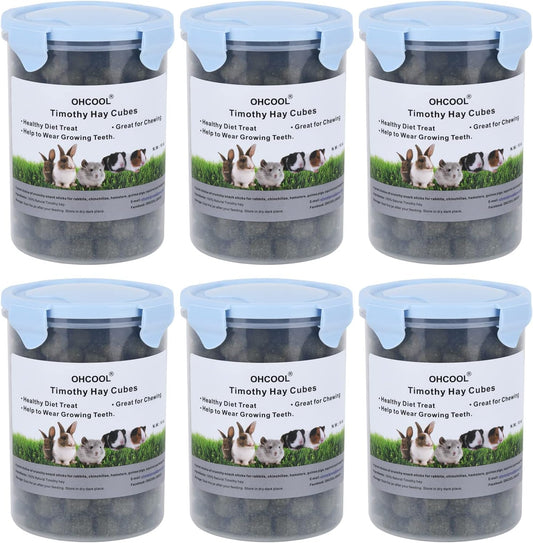 Timothy Hay Cubes 60 oz (6 * 10 oz) with Small Size - Timothy Grass Pellets for Tortoises Rabbits Guinea Pig Chinchilla