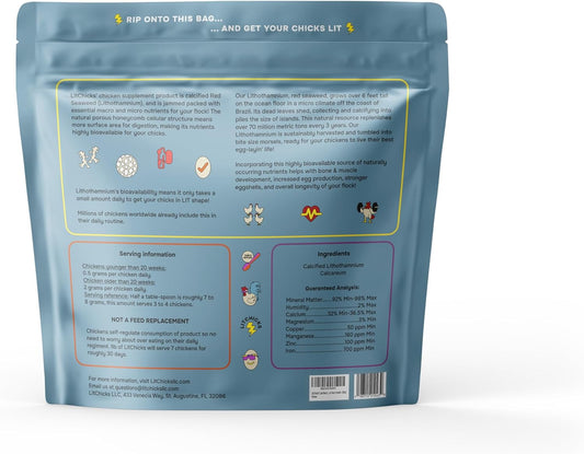 LitChicks’ Calcified Seaweed for Laying Chickens - Crushed Oyster Shell Alternative - Highly Digestible - Single Ingredient - Helps with Egg Laying & Flock Health. (5lbs)