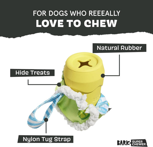 Barkbox Get Ripped Margrrrita Super Chewer Tough Dog Chew Toy for Aggressive Chewers, Plush Cover with Rubber Core - 2 Toys in 1 – Two Layer Treat Dispensing Dog Toy for Large Dogs