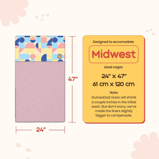 GuineaDad Premium Liner β Fleece Guinea Pig Cage Liner β Ultra-Plush Reusable Fleece Bedding with Waterproof Bottom β (Peach Pie)