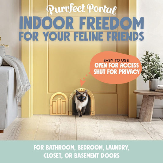 Meow ManorĀ® Cat Door Interior Door - No-Flap, Interior Cat Door for Cats Up to 20 lbs, Easy DIY Setup, Secured Installation in Minutes, No Training Neededā¦