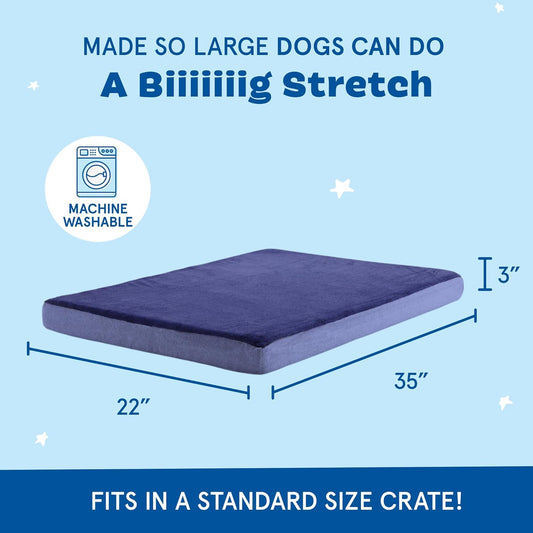 Barkbox Orthopedic Dog Bed with Memory Foam, Premium Comfort for Dogs and Puppies, Dog Bed for Joint Relief and Restful Sleep, Durable and Easy to Clean - Navy, Large