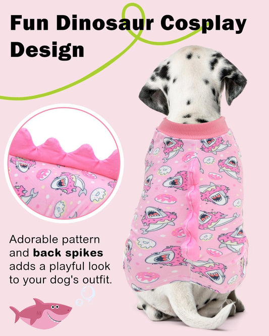 CuteBone Dinosaur Costume Dog Pajamas, Stretchy Spandex Crystal Velvet Sleepwear Coat for Small Dogs, Soft & Warm Pet Outfit Clothes for Cold Weather, Cozy Pullover Design COSP09XL
