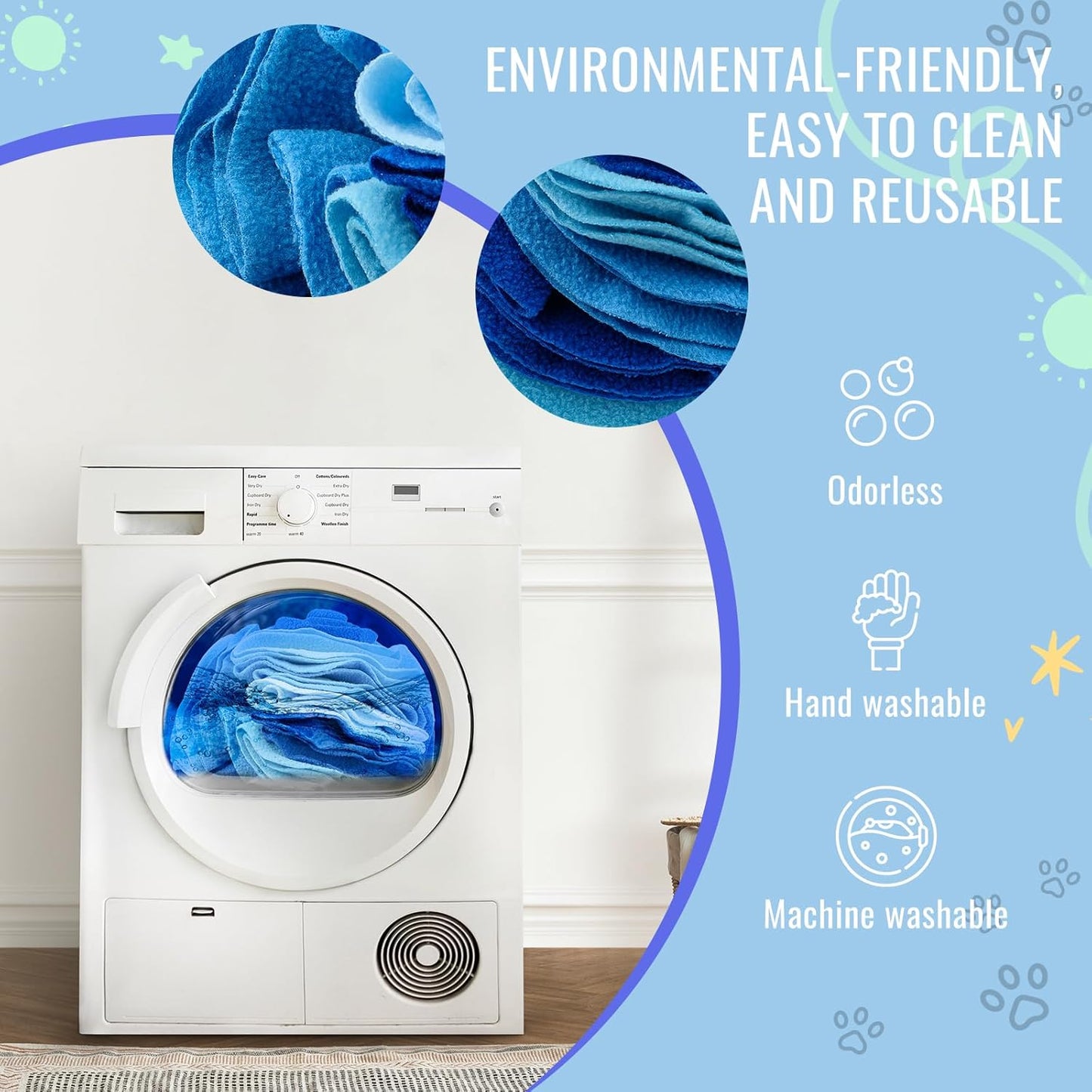 Pet Snuffle Ball, Puzzle Sniffing Interactive Dog Ball for Blind Dogs Training Stress Relief Dog Enrichment Toys Treat Machine Washable (15cm, Ocean Blue)