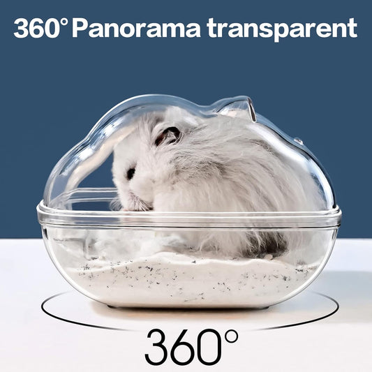 Hamster Bathtub,Hamster Bathroom,Small Animal Habitat Décor,Sand Bath Container Transparent Beds,Hamster Bed,Ice Bathtub,Sleep Pad Nest,Sand Bath Box for Small Pet Animals Cage Accessories(L)