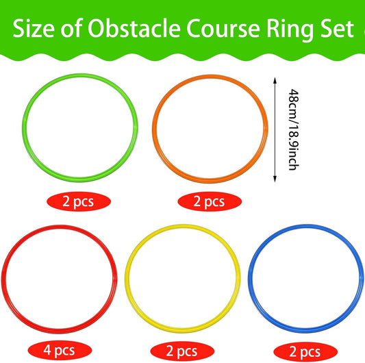 Libima Obstacle Course Ring Set Exercise Hoop Large Hoop Plastic Toys Playground Toys for Gymnastics Practice Party Games Educational Activities Holiday Decor, 5 Colors(12 Pcs,18.9 Inch)