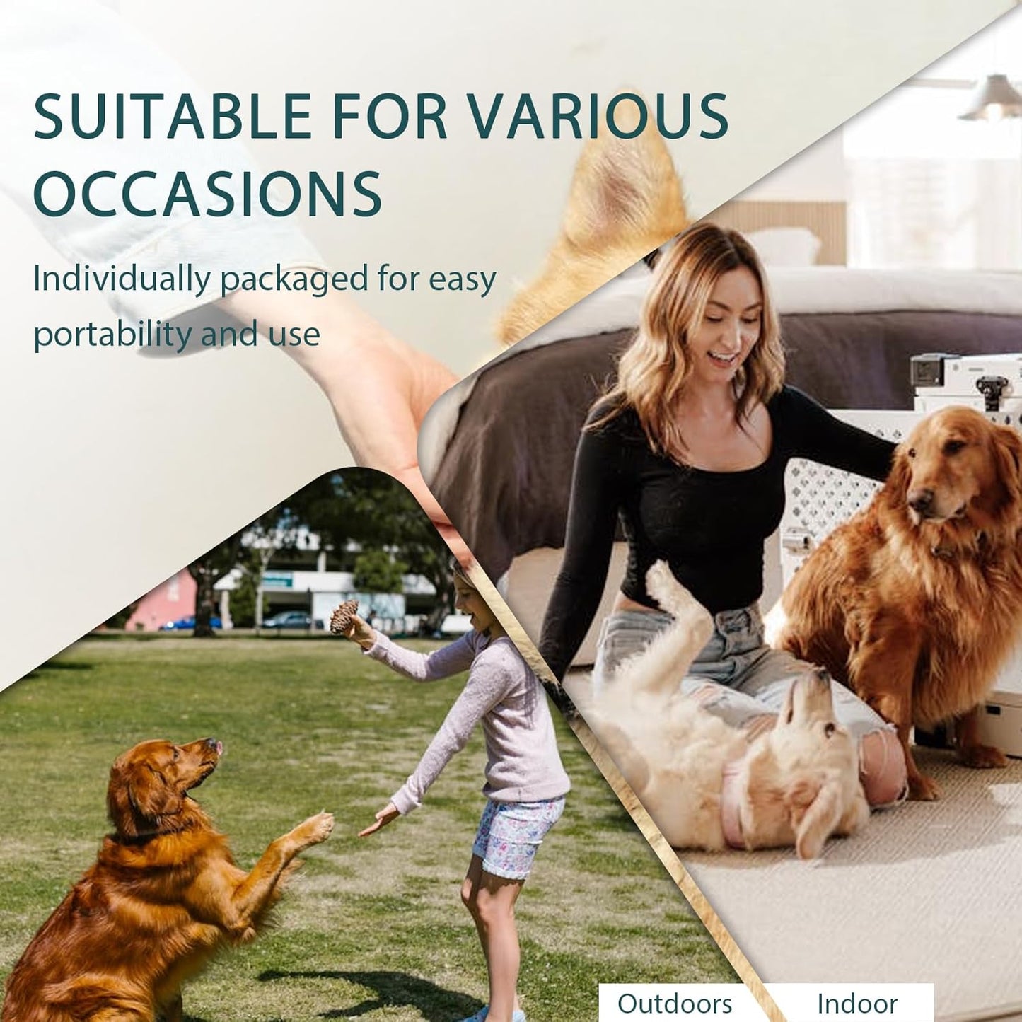 WLP Pet Glove Wipes for Dogs & Cats, Cleaning Deodorizing Hypoallergenic Hydrating Grooming Wipes, Individually Wrapped, Enriched with Aloe & Jojoba Oil for Daily Care, Traveling (6 PCS)