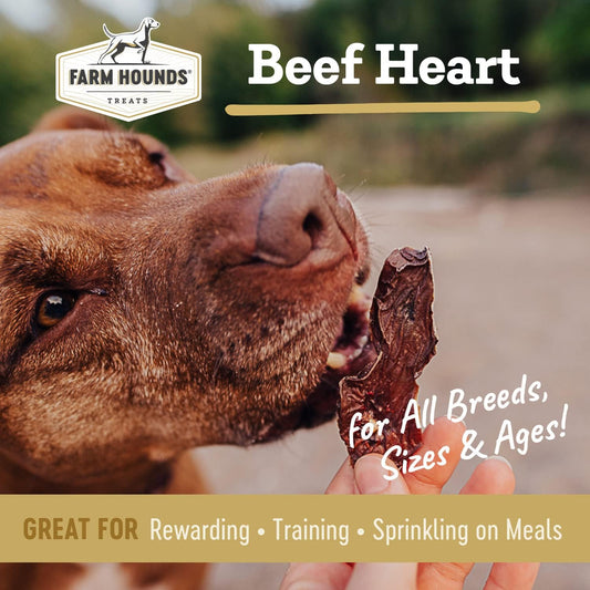 Farm Hounds - Beef Heart - Premium Natural Beef Heart Jerky For Dogs - Made From 100% Humanely Raised Cattle - Organ Treats - Great For Training & Treats - No Added Fillers - Made in USA - 4oz -1 Pack