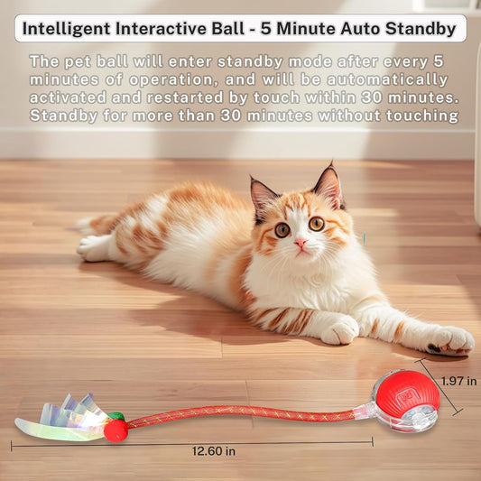 New Upgraded Cat Ball Toy - Speedy Tail 2.0 Cat Toy, Interactive Cat Toy Ball, Stimulating Toys and Juguetes para Gatos, Cat Toys for Bored Indoor(Sound Switchable) (Blue)