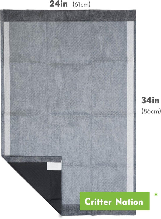 Paw Inspired Disposable Guinea Pig Cage Liners | Bamboo Charcoal Odor Controlling | Super Absorbent Liners Pee Pads for Ferrets, Rabbits, Hamsters, and Small Animals (34x24 (Critter Nation) -12 ct)