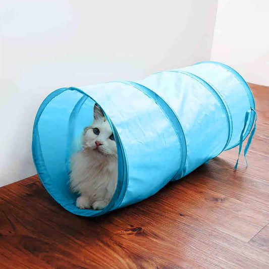 iCAGY Foldable Spiral Cat Tunnel - Indoor Toy for Small Cats, Kittens, and Rabbits - Tube for Interactive Play and Outdoor Fun - Pet Toy 20" 3 Pcs (Black, Royal Blue, Sky Blue)