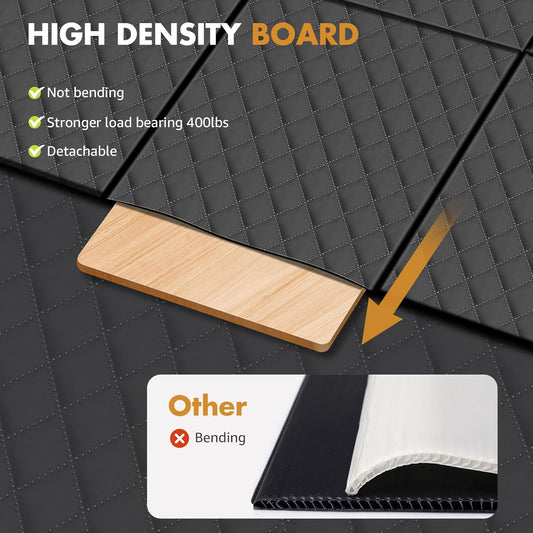 Dog Car Seat Cover for Back Seat, Dog Car Bed Cover with Hard Bottom, Backseat Extender Hammock for Mid-Sized Truck/SUV 8 Panels - Black