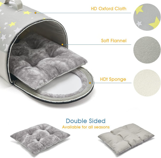 Jiupety Cozy Small Pet Dog House, 2 in 1 Puppy House, S Size for Cat and Puppy, Warm Cave Sleeping Nest for Cats and Dogs, S(15"Γ12"Γ11"), Up to 5.5 Lb, Grey