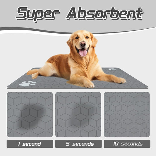 Le courant Cat & Dog Feeding Mat for Bowl,Pet Eating mat,Absorbent-Non-Slip.Quick Dry Dog Water Bowl Dispenser Mat,Backing Pet Placemat for Messy Drinkers,Grey.Dog Paw-15.7x23.6 in