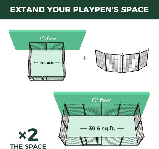 FXW Rollick Unleashed Dog Playpen for Indoor, Yard, RV Camping, 32 inch 4 Panels for Small and Medium Dogs, BlackāPatented