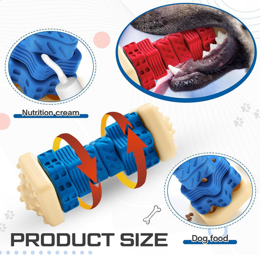 Aliceset 2 Pcs Dog Toys for Aggressive Chewers Tough Durable Indestructible Puzzle Interactive Dog Cognitive Chew Toys with Beef Flavor, Safe Rubber Bone Shape Enrichment Gift to Keep Them Busy