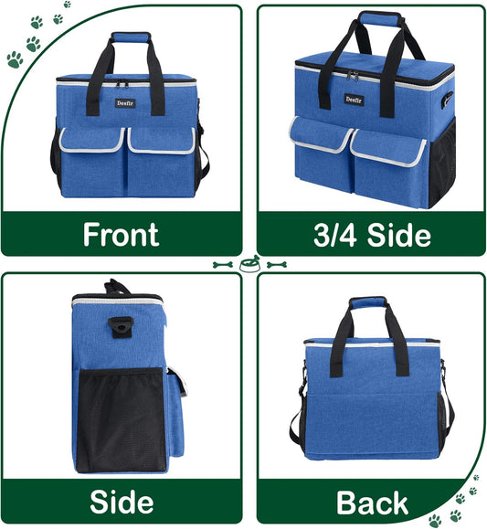 Large Pet Travel Bag Organizer - Dog & Cat Tote with Food Containers, Bowls, Feeding Mat, Perfect for Camping, Hiking (Multi-Pocket Design)
