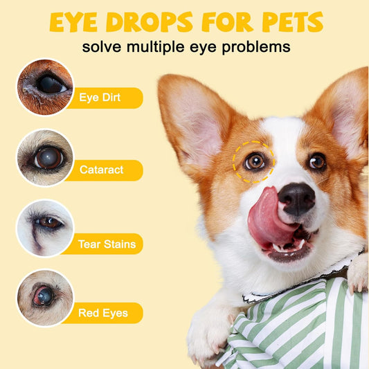 Dog Eye Drops, All Natural Cataract Drops For Dogs-Relieving Eye Itching Irritation & Dry, Dog Eye Infection Treatment & Removing Eye Stains Improving Clarity, Safe for All Animals (2 X 20 mL)