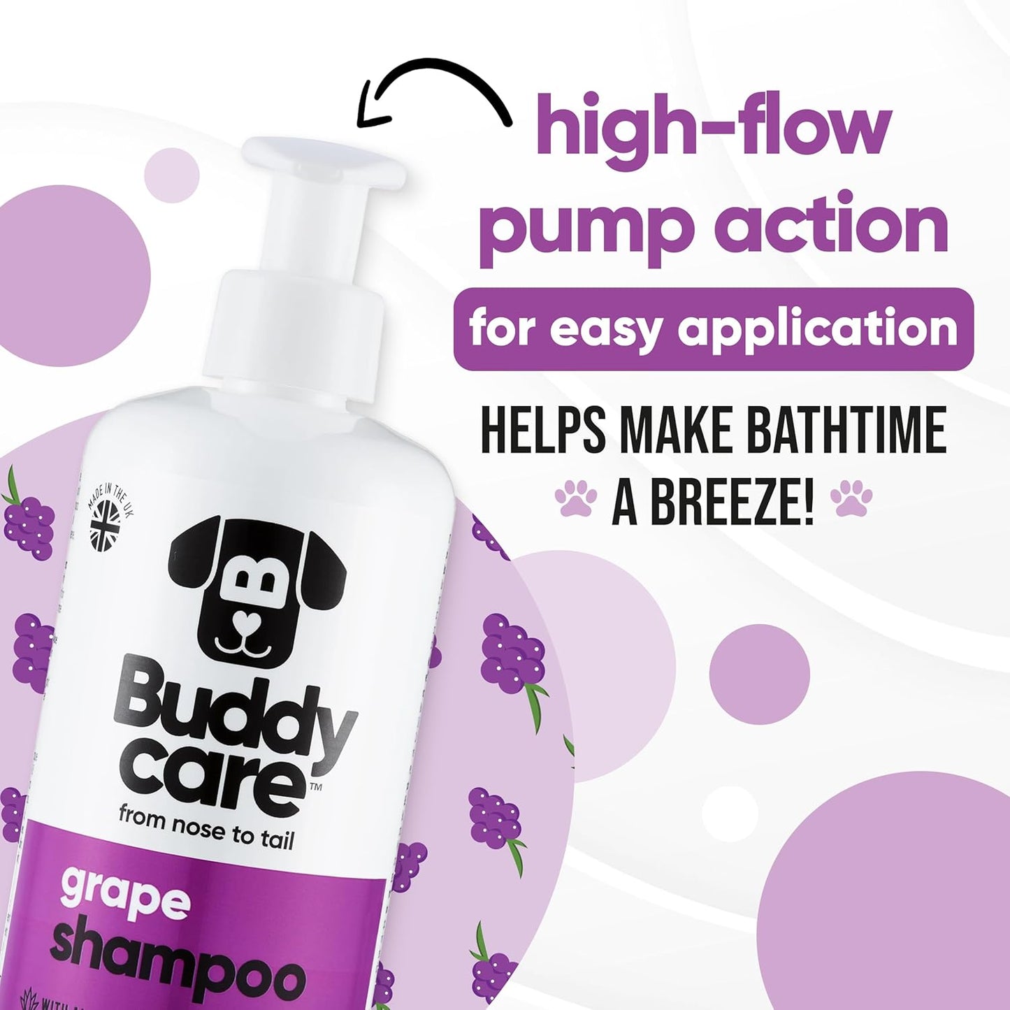 Grape Scented Puppy Shampoo by Buddycare | For Smelly Dogs from 8 Weeks | Aloe Vera & Pro Vitamin B5 (16.90oz)