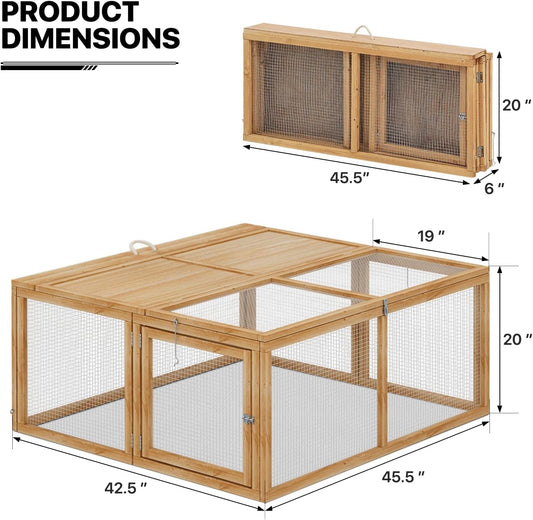 MoNiBloom Portable Chicken Run Rabbit Hutch Folding Chicken Cage Hen Coop for Indoor/Outdoor, Top and Side Opening Doors Small Animal Pet Playpen No Assembly Required Poultry Cage 45.5 x 42.5 x 20 in