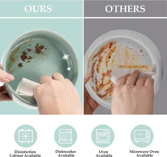 SPUNKYJUNKY Ceramic Dog and Cat Bowl Set with Wooden Stand, Modern Cute Weighted Food Water Set for Small Size Dogs (13.5OZ) & Medium Sized Dogs (28.7OZ) & Cats (3.6 Cups, 2 Γ Morandi Green)