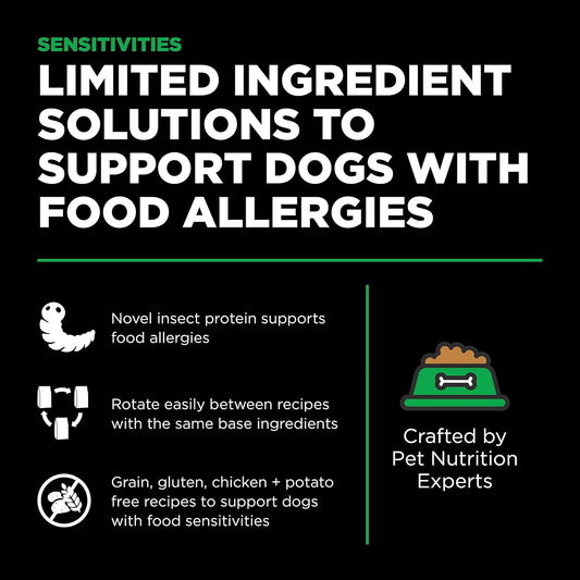 Go! Solutions Sensitivities Limited Ingredients, Grain-Free Dry Dog Food, Insect Recipe for Sensitive Stomach, 22 lb Bag