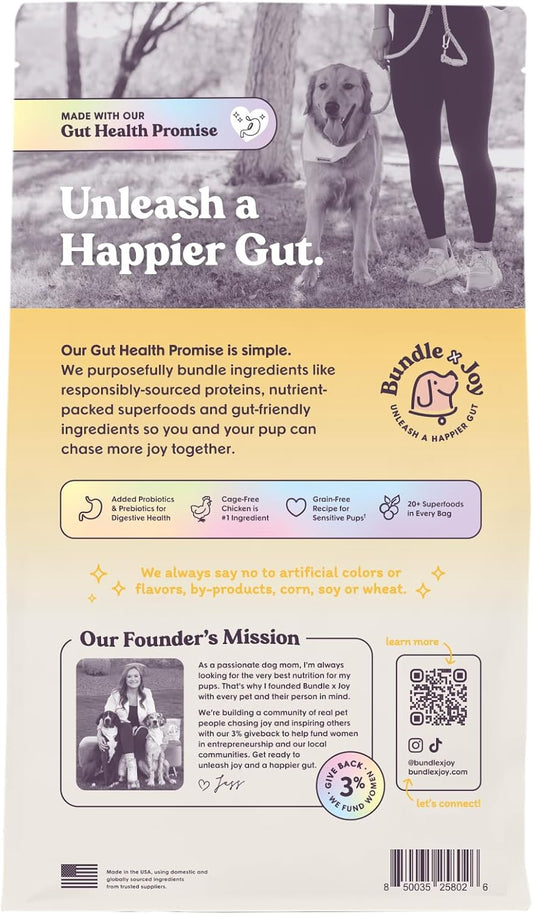 Bundle x Joy Golden Probiotic Dog Food Dry, Chicken, 4lb Bag, Allergy and Gut-Friendly Adult Kibble for Digestive Health with Cage-Free Chicken, 20 Plant Based Superfoods, Beef and Grain Free