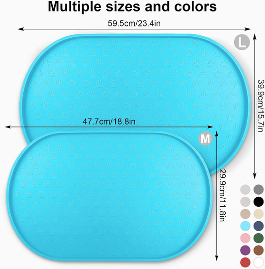 KPWACD Dog Food Mat Anti-Slip Bowl Mats for Food and Water, High-Lips Waterproof Pet Placemat Prevent Messy Spills to Floor, Silicone Puppy Feeding Trays for Large Medium Small Dogs Cats