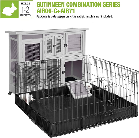 GUTINNEEN Rabbit Hutch Indoor Outdoor Bunny House Guinea Pig Cage on Wheel with Plastic Tray 47inch